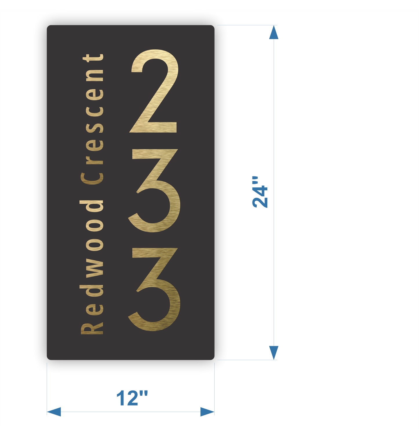 Redwood Vertical House Number Plaque